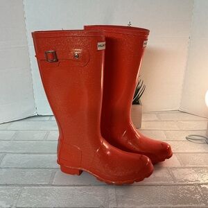Hunter Women's Glitter Orange Rain Boots